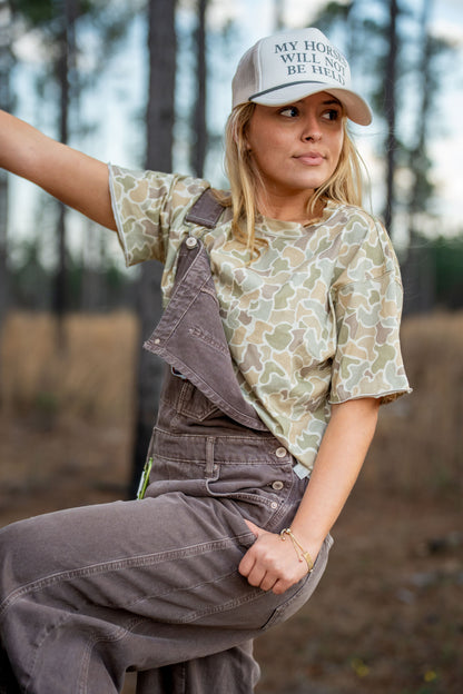 Local Girl Boxy Crop T-Shirt - Forest Camo Desert