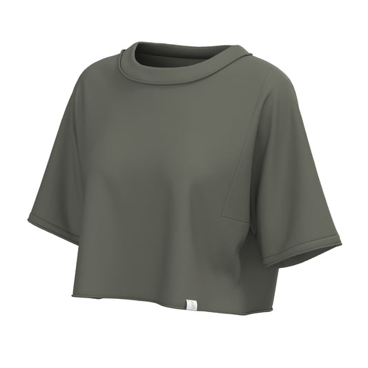 Local Girl Boxy Crop T-Shirt - Olive