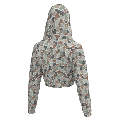 Local Girl Velvet Fleece Cropped Hoodie - Forest Camo Flora