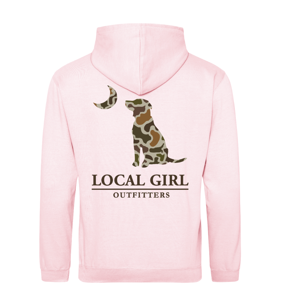LG Vintage Dog & Moon Hoodie - Baby Pink