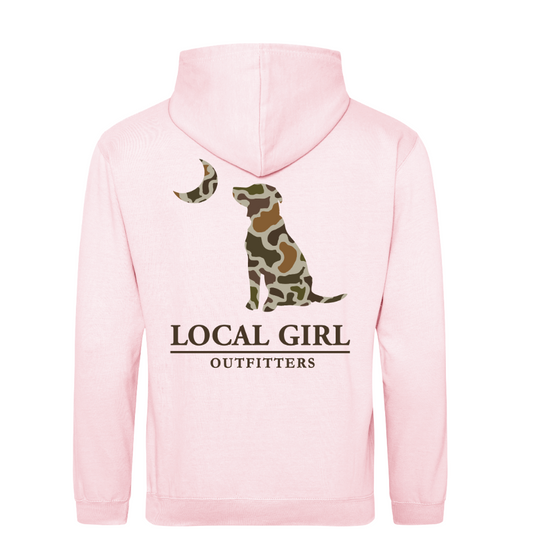 Local Girl Vintage Dog & Moon Hoodie - Baby Pink