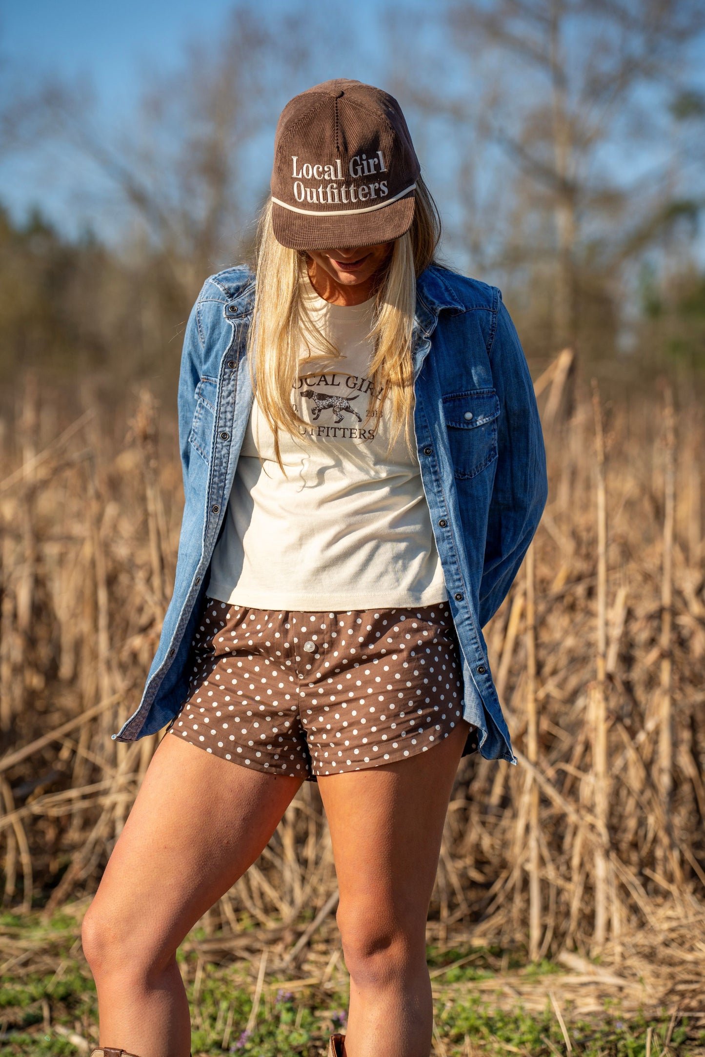 Local Girl Boxer Shorts - Espresso Polka Dot