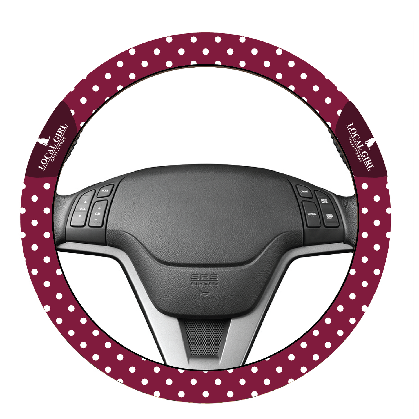 Local Girl Steering Wheel Cover - Berry Polka Dot