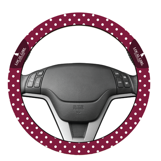 Local Girl Steering Wheel Cover - Berry Polka Dot