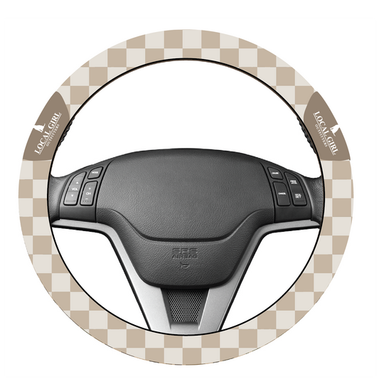 Local Girl Steering Wheel Cover - Khaki Checker