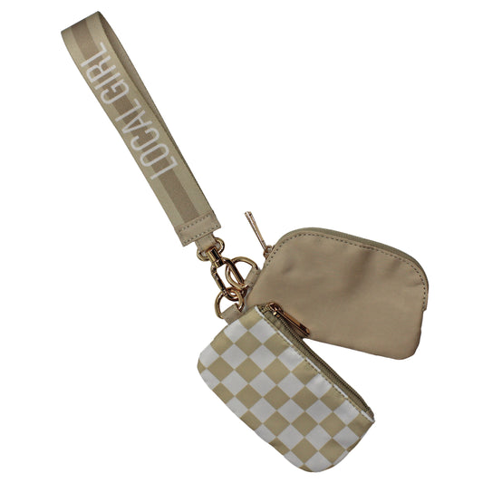 Local Girl Dual Wristlet - Khaki Checker