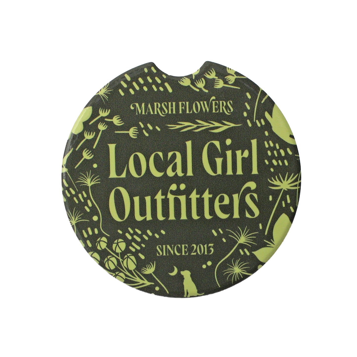Local Girl Marsh Flowers Car Coaster - Olive