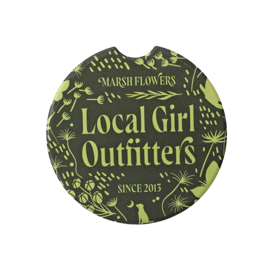 Local Girl Marsh Flowers Car Coaster - Olive