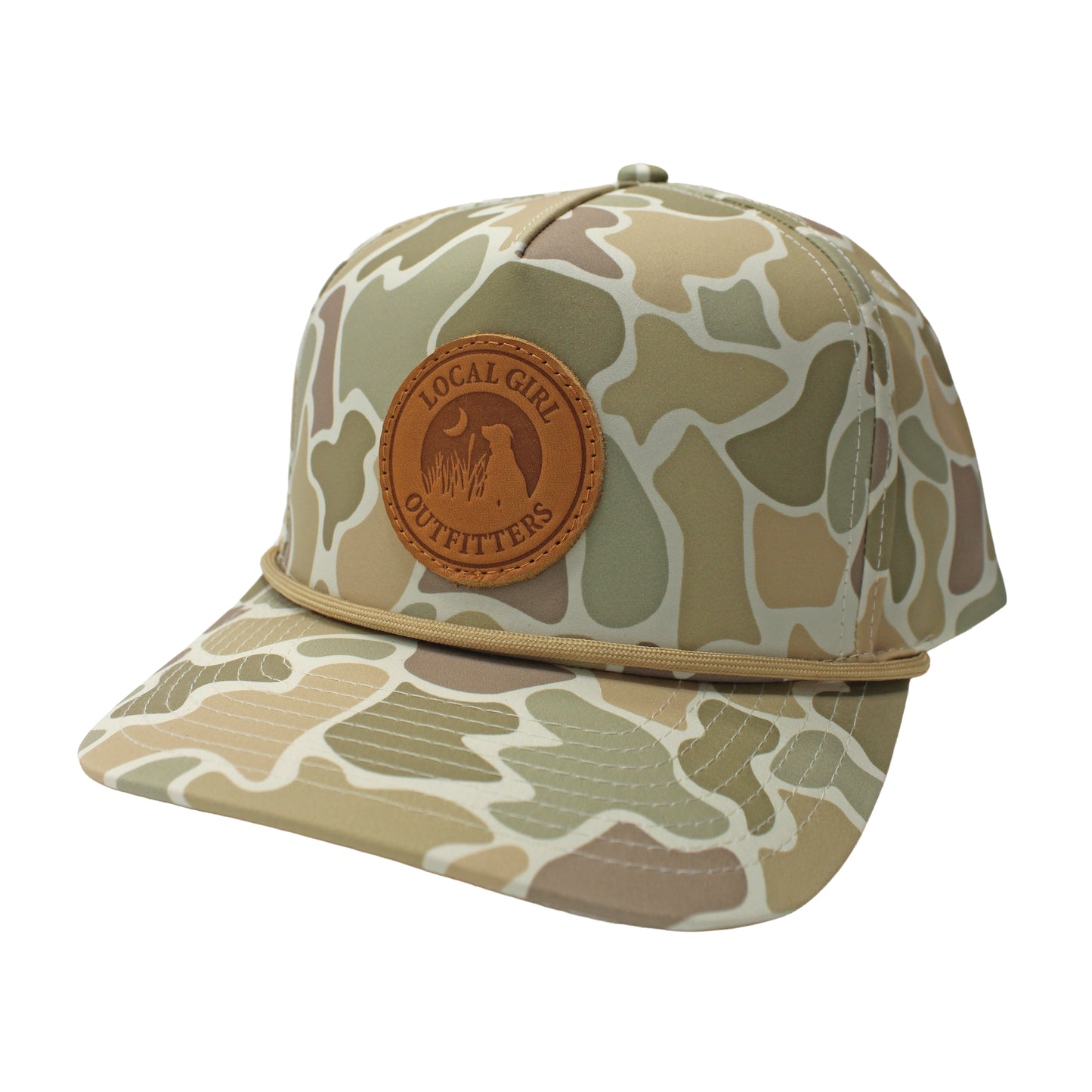 Local Girl Leather Patch Rope Hat - Forest Camo Desert