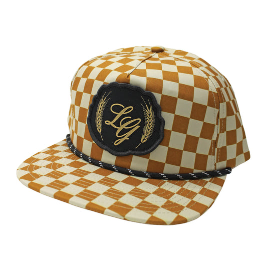 Local Girl Golden Wheat Low Profile Rope Hat - Burnt Orange Checker