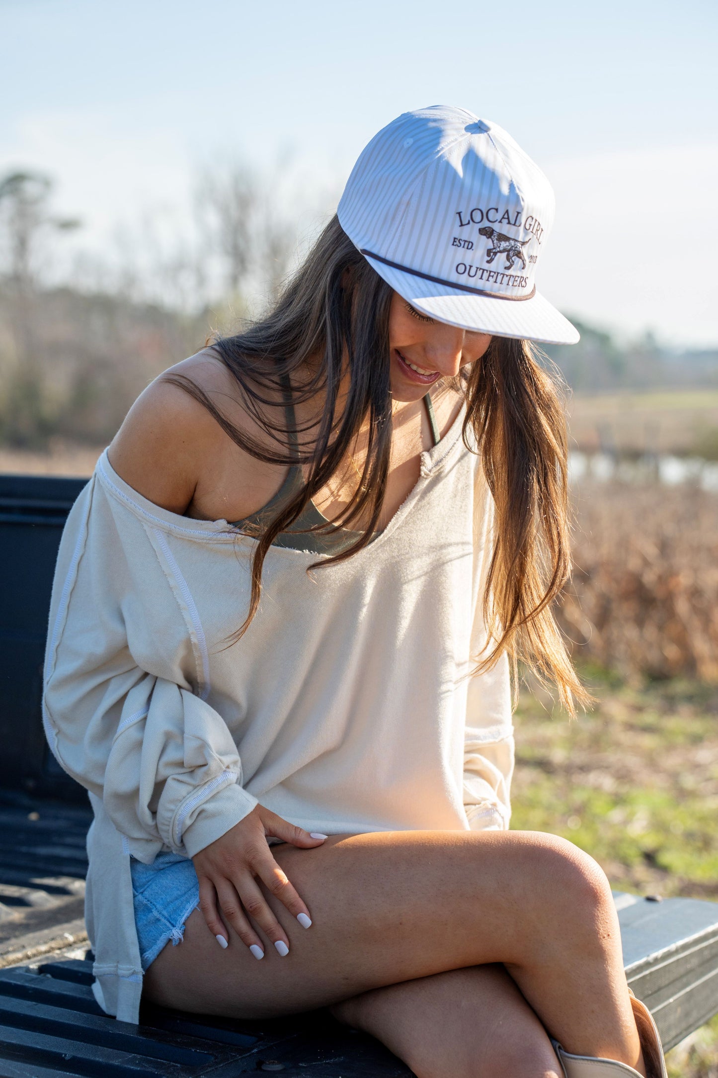 Local Girl Original Spotter Low Profile Rope Hat - Light Khaki Stripes