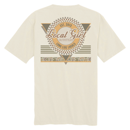 Local Girl Retro Triangle Forest Camo Desert T-Shirt - Ivory