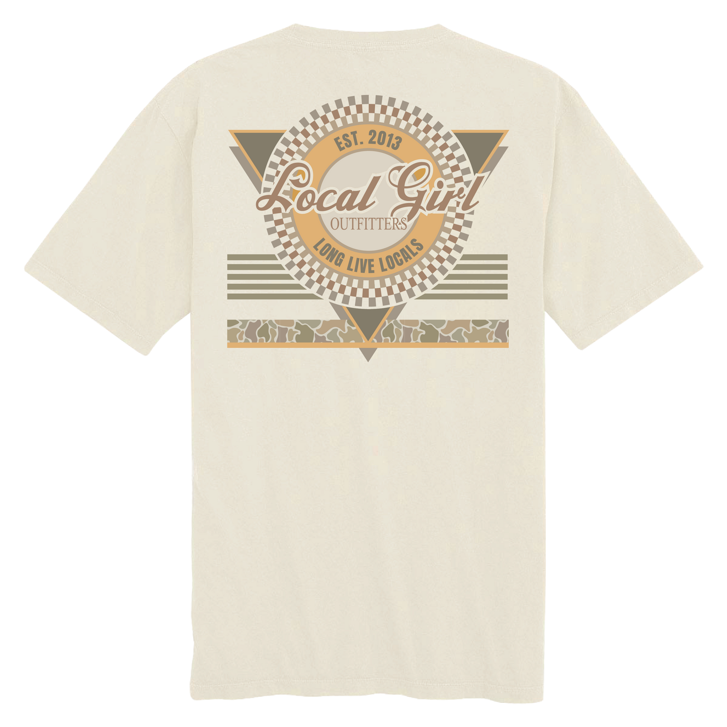 Youth Local Girl Retro Triangle Forest Camo Desert T-Shirt - Ivory