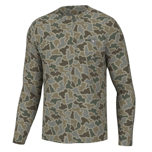 L/S Heather-Blend Crew - Sand Dog & Moon Camo