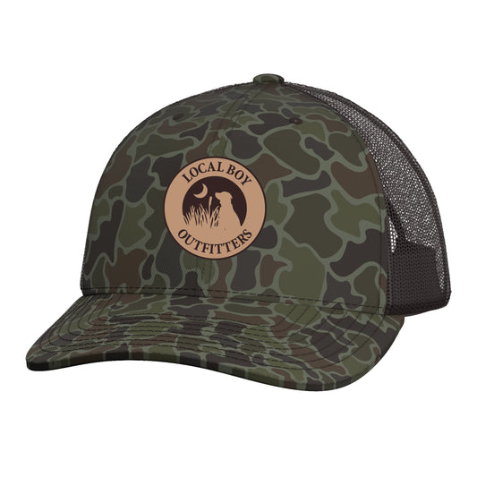Leather Patch Trucker Hat - Localflage OD/Coffee