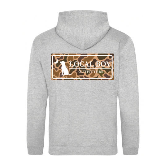 Old School Plate Cotton Hoodie - Heather Gray