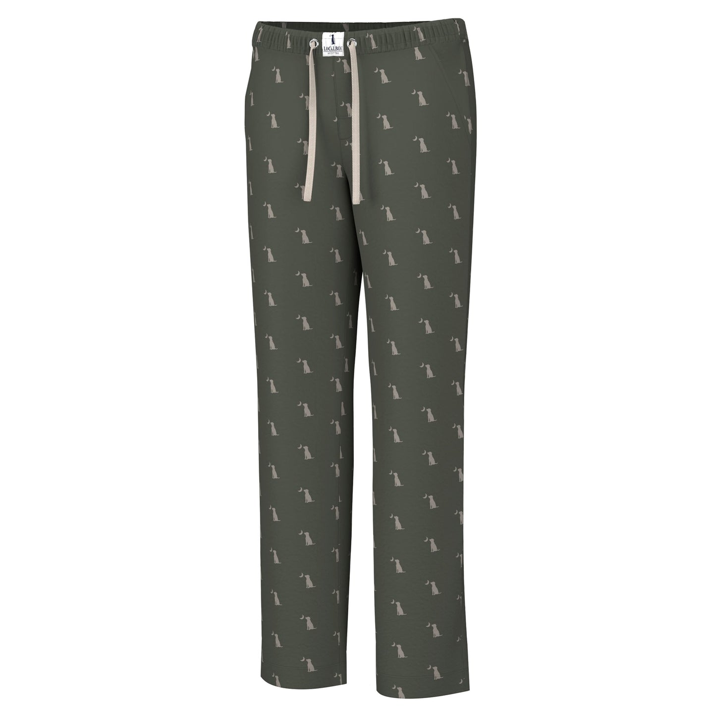 Pajama Pant - Dark Olive Dog & Moon