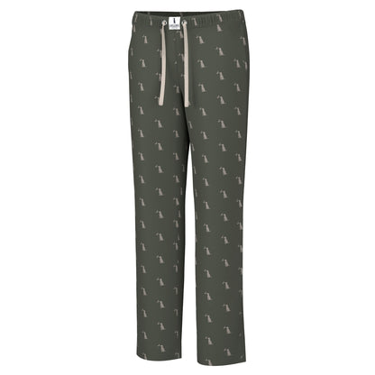 Pajama Pant - Dark Olive Dog & Moon