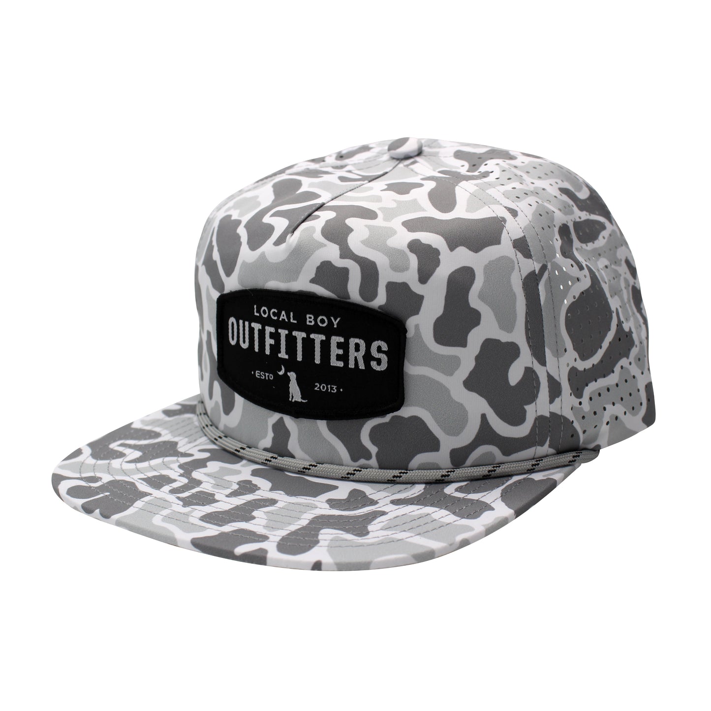 Perforated Low Profile Rope Hat - Woven Patch - White Localflage