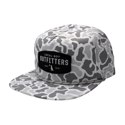 Perforated Low Profile Rope Hat - Woven Patch - White Localflage
