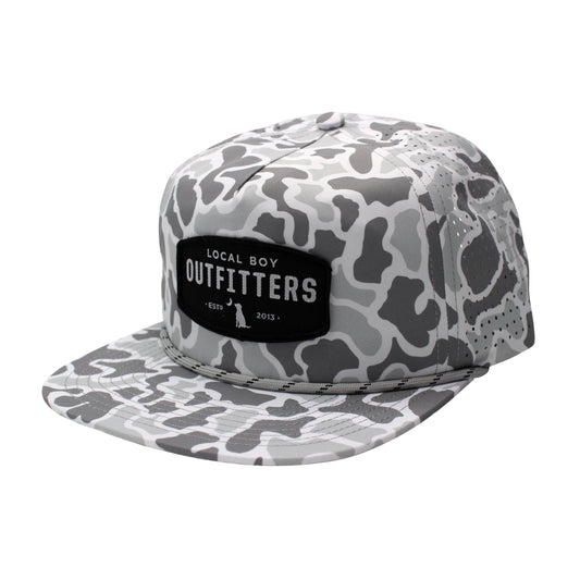 Perforated Low Profile Rope Hat - Woven Patch - White Localflage