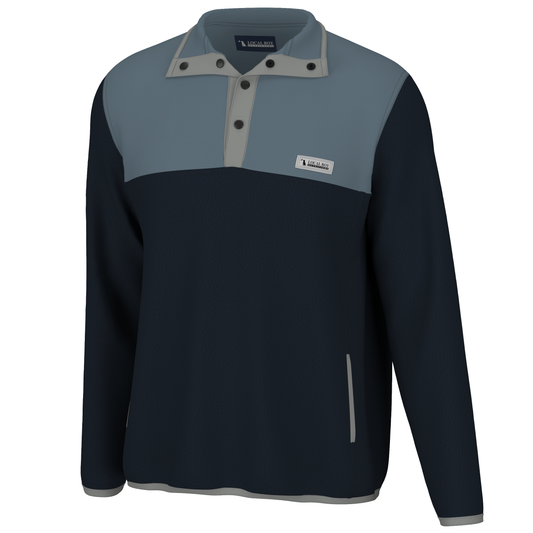 Youth Quarter Snap Pullover - Navy / Light Blue