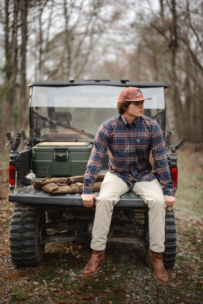 Phelan Stretch Flannel - Navy/Charcoal/Red