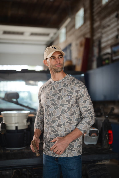 L/S Heather-Blend Crew - Mud