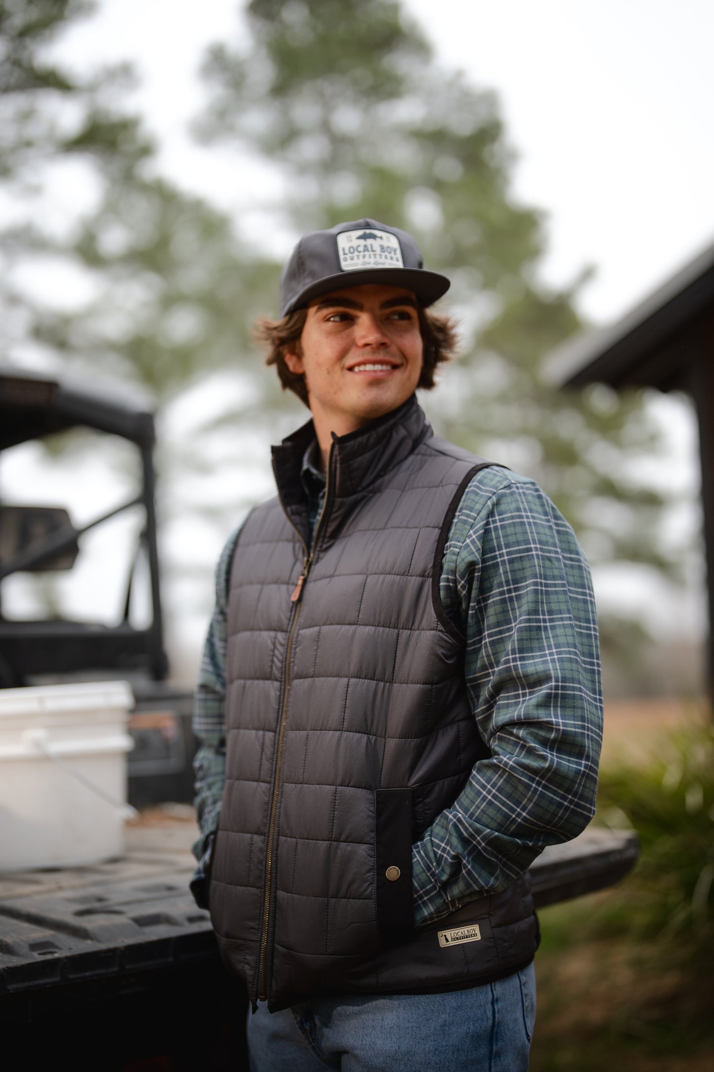 Brick Quilted Vest - Charcoal