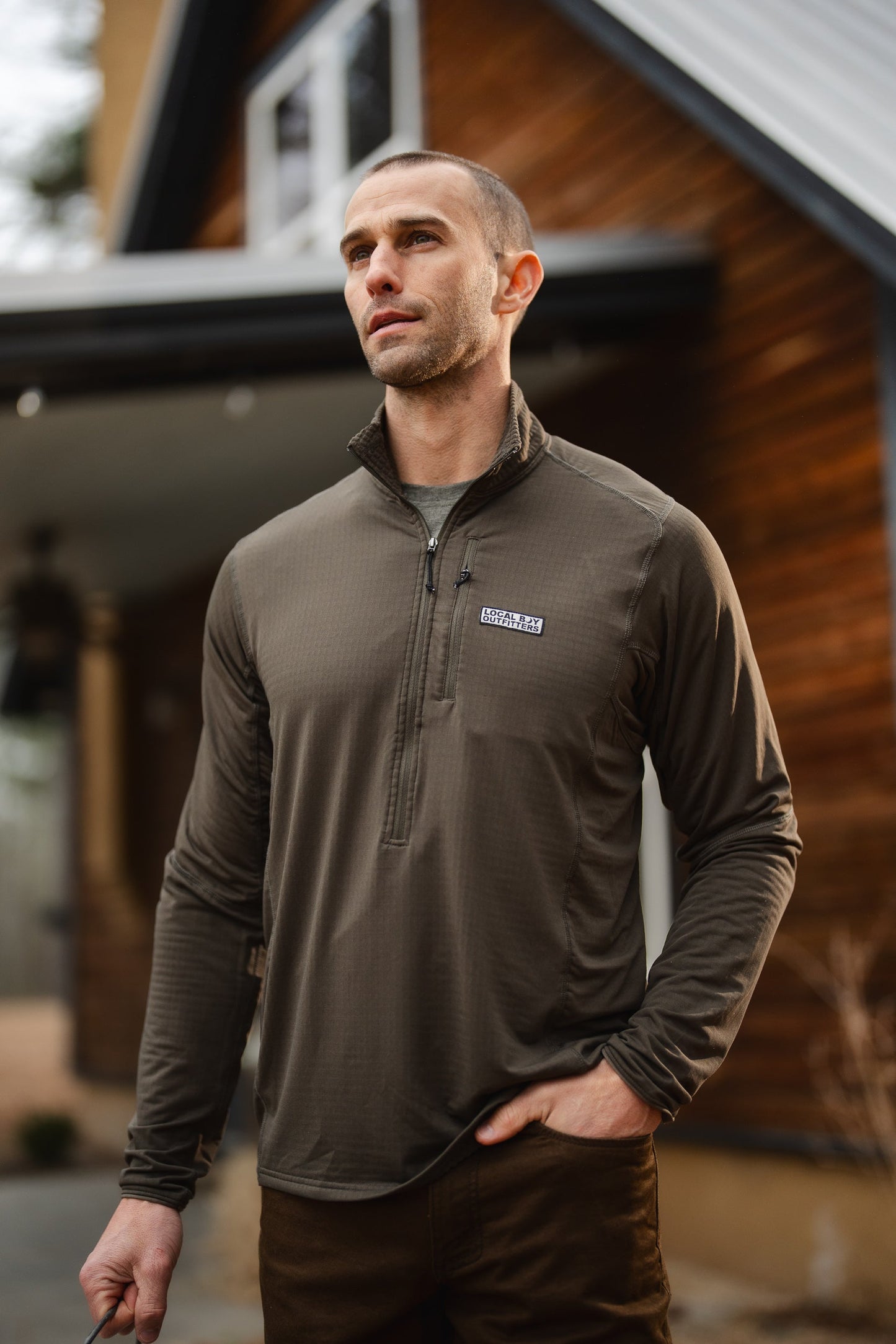 Waffle Half Zip - Deep Mocha