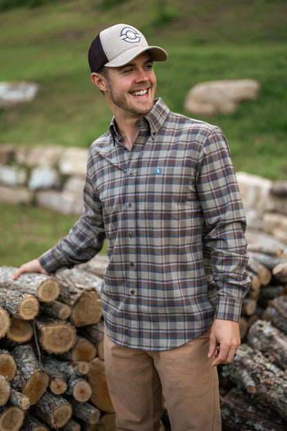 Hudson Stretch Flannel - Gunmetal/Wine/Navy