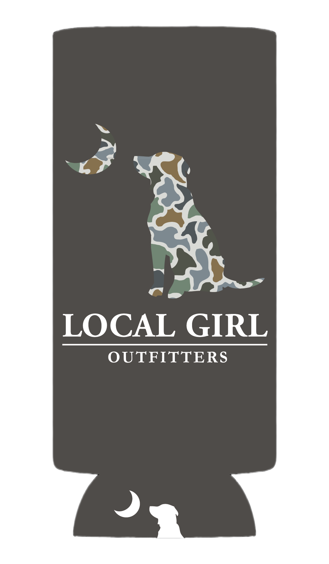 LG LCF Bluff Dog & Moon Slim Koozie