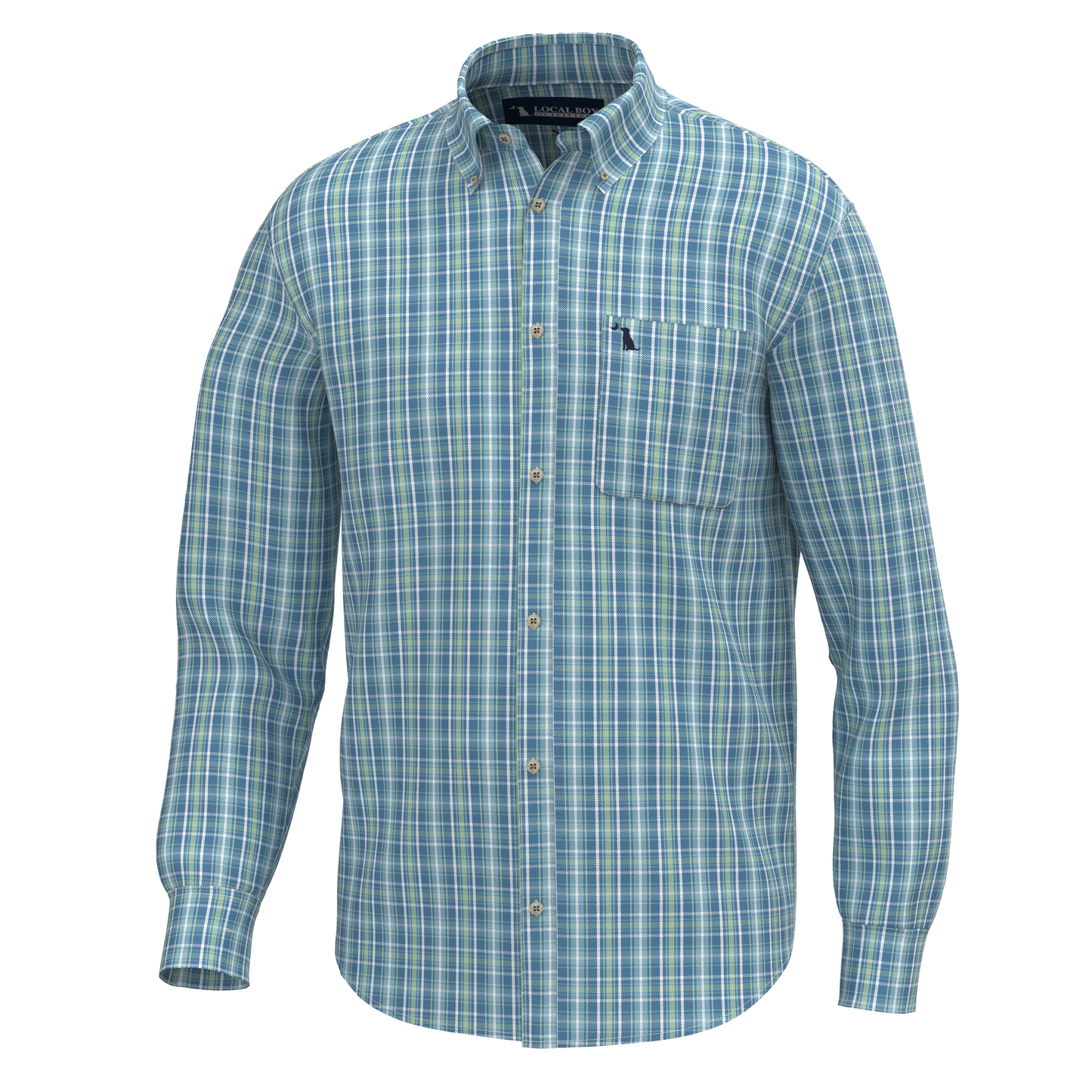 Sherry Dress Shirt - Teal/Lime/Sailor Blue