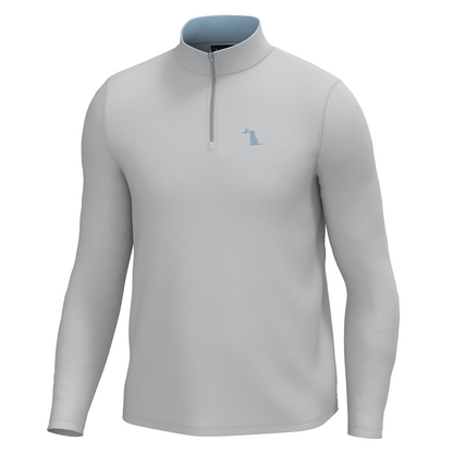 Bentley Quarter Zip - Light Gray/Light Blue