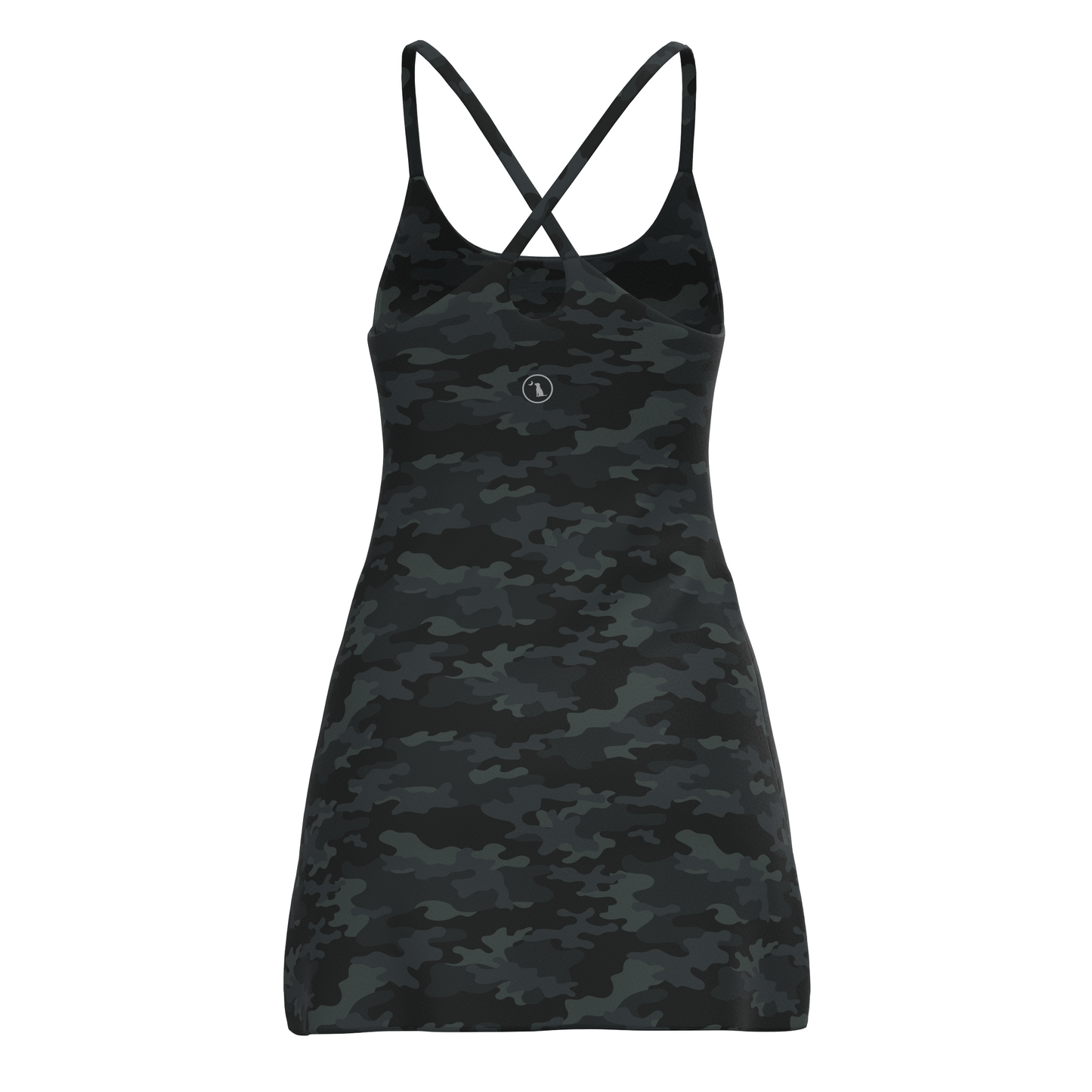 Multicam | Back view of women's multicam cloud dress with built-in bra and back opening