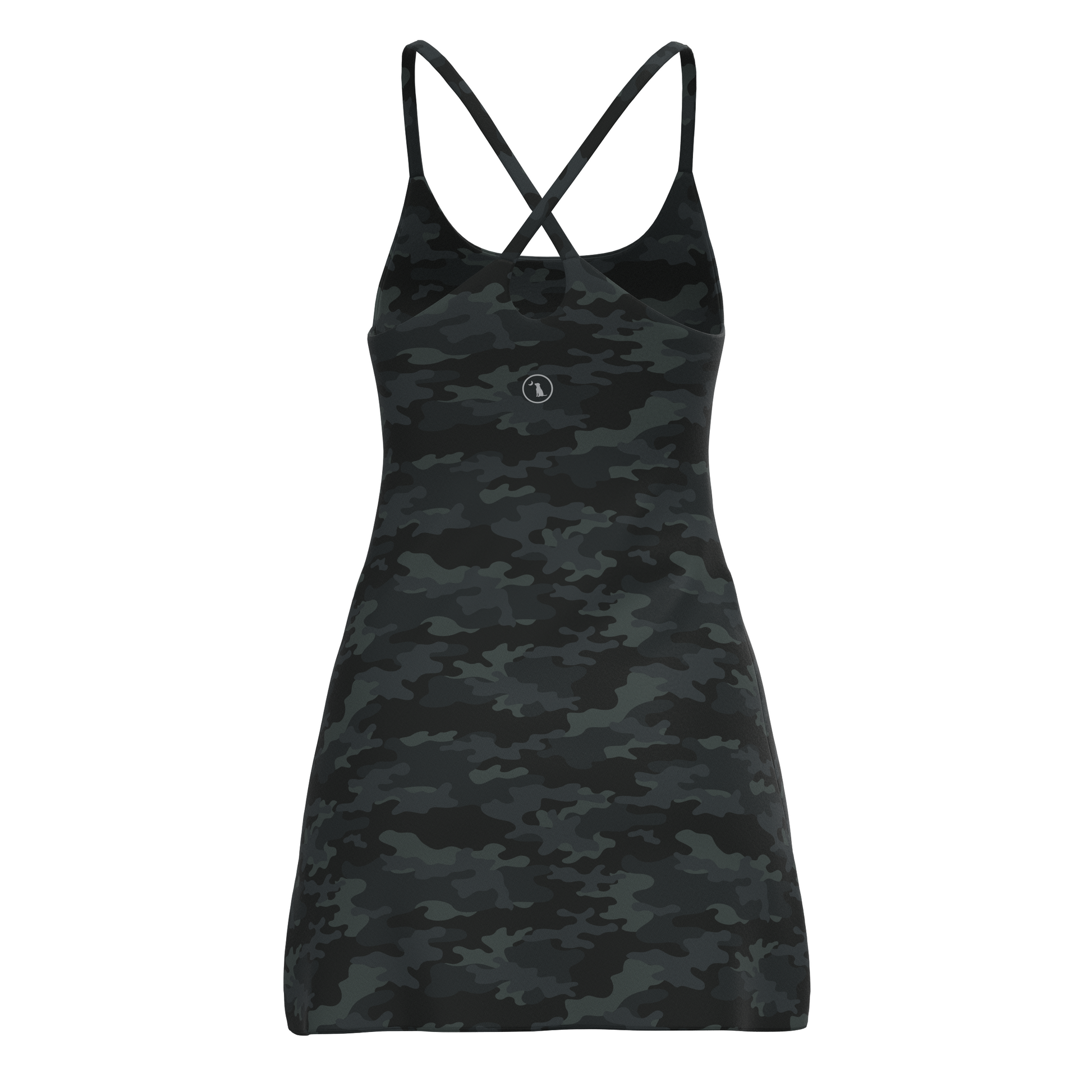 Multicam | Back view of women's multicam cloud dress with built-in bra and back opening