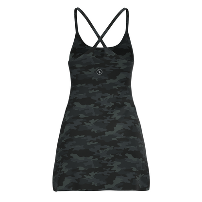 Multicam | Back view of women's multicam cloud dress with built-in bra and back opening