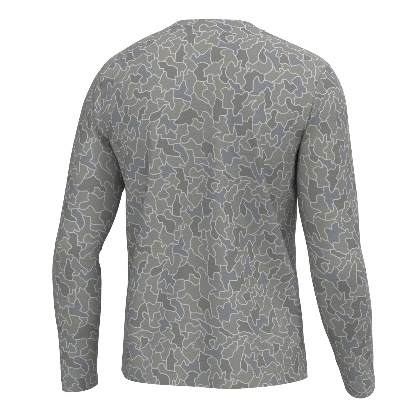 L/S Heather-Blend Crew - Fish Camo