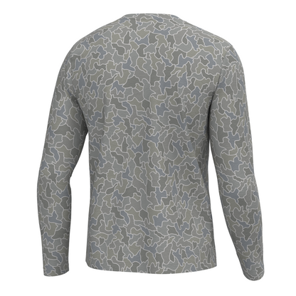 L/S Heather-Blend Crew - Fish Camo