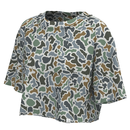 LG Boxy Crop Tee - Forest Camo Saltwater