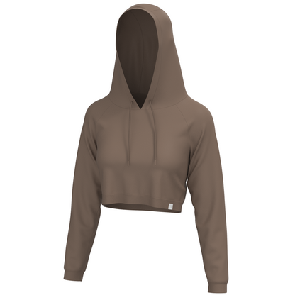 Local Girl Velvet Fleece Cropped Hoodie - Cocoa