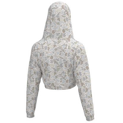 Local Girl Velvet Fleece Cropped Hoodie - Forest Camo Saltwater