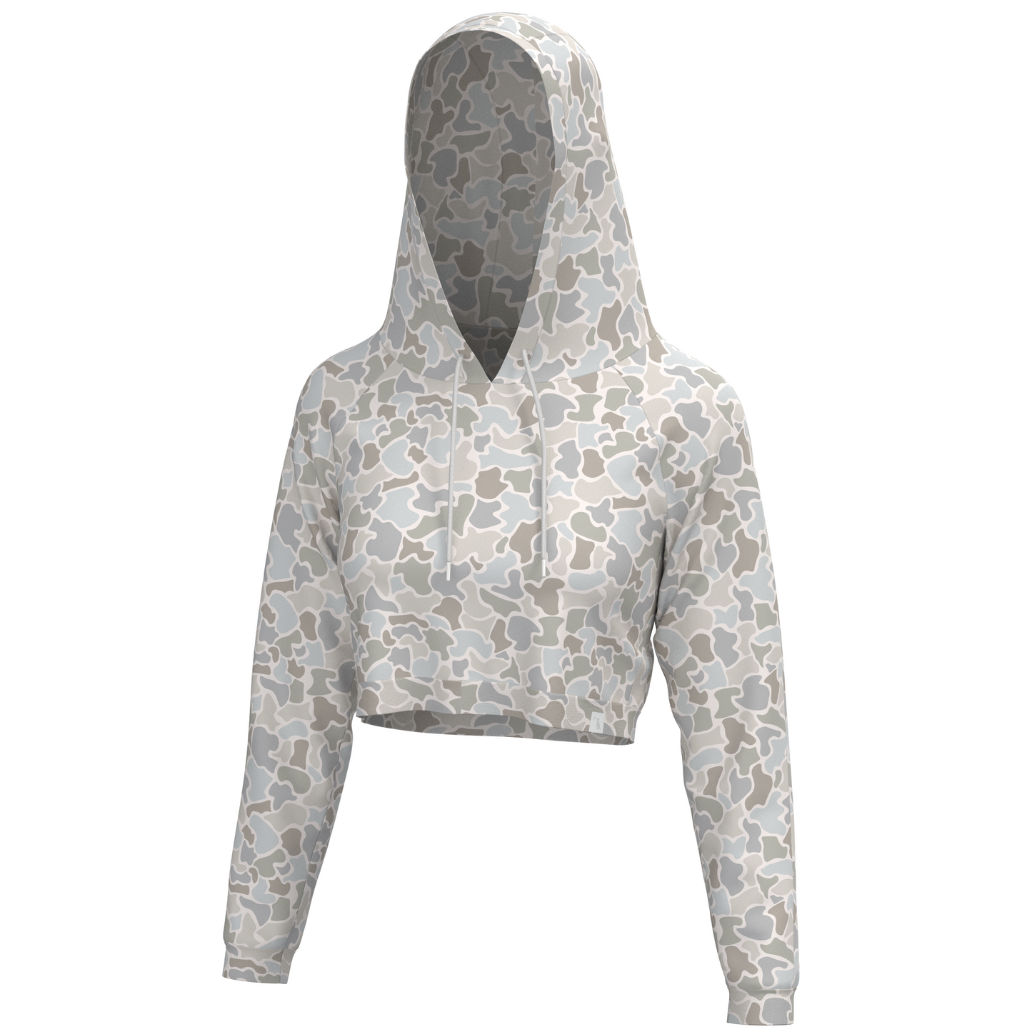 Local Girl Velvet Fleece Cropped Hoodie - Forest Camo Saltwater