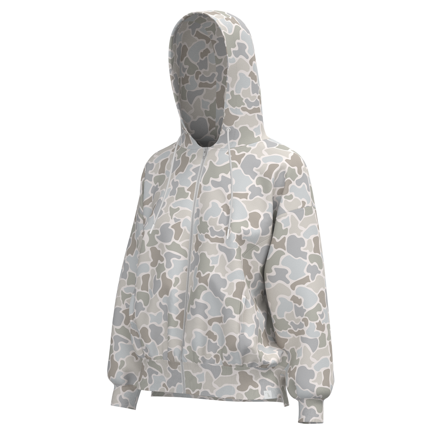Local Girl Velvet Fleece Front Zip Hoodie - Forest Camo Saltwater