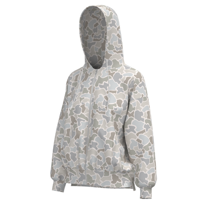 Local Girl Velvet Fleece Front Zip Hoodie - Forest Camo Saltwater