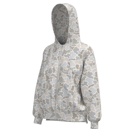 LG Velvet Fleece Front Zip Hoodie - Forest Camo Saltwater