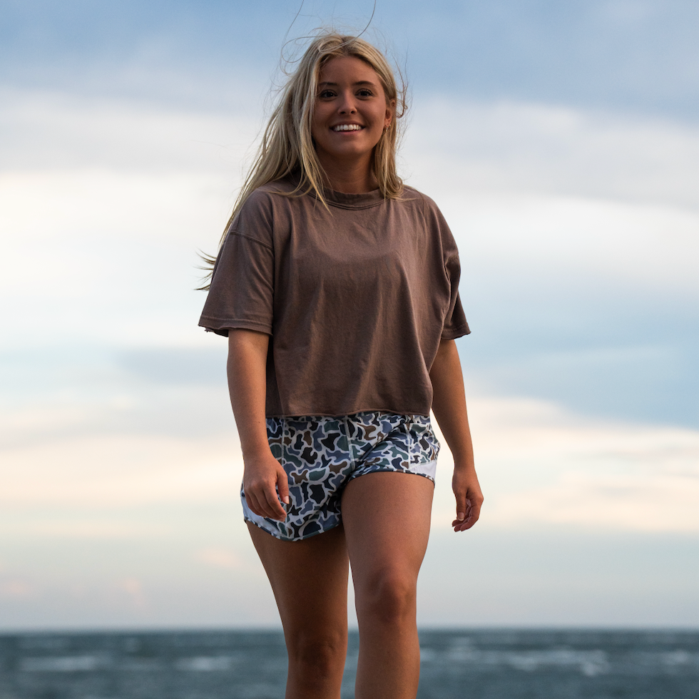 LG Boxy Crop Tee - Forest Camo Saltwater