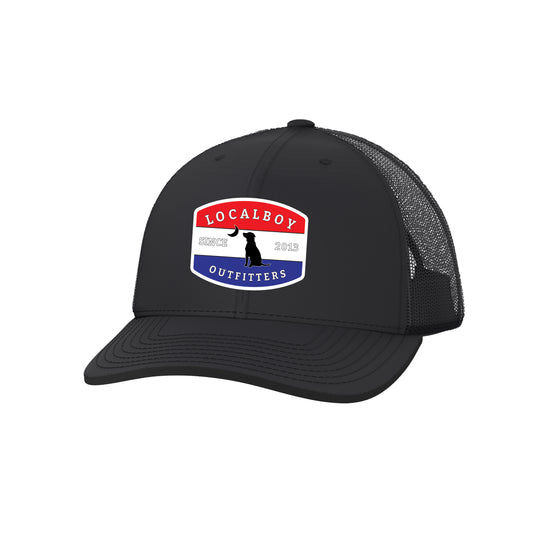 Striped Buckle Patch Trucker Hat