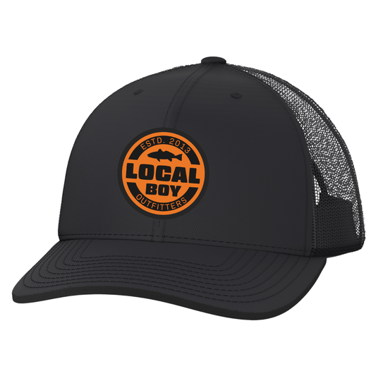 Safety Red Trucker Hat - Black