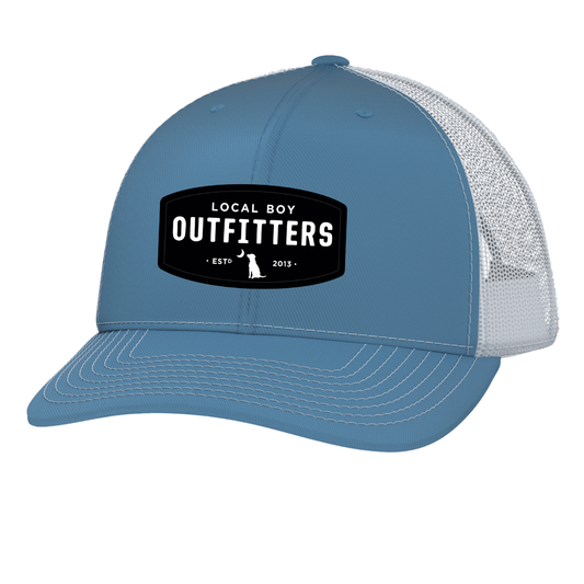 Youth Woven Patch Trucker Hat - Columbia Blue/White
